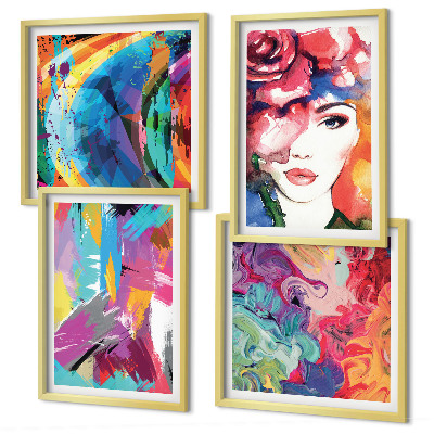Set de cuadros modernos para salón Retrato abstracto colorido