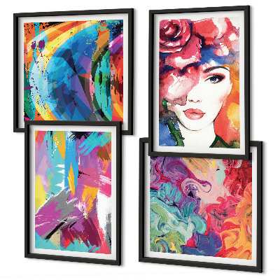 Set de cuadros modernos para salón Retrato abstracto colorido