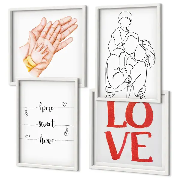Galería de pared letreros con ilustraciones familiares para casas