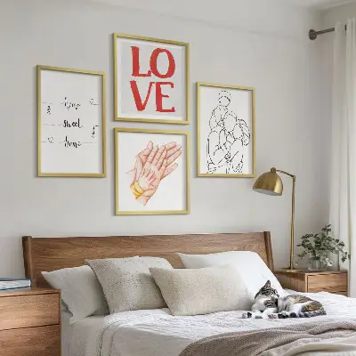 Galería de pared letreros con ilustraciones familiares para casas