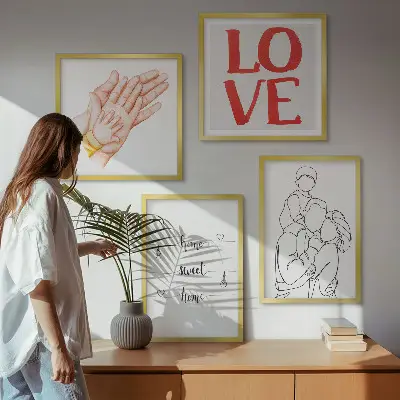 Galería de pared letreros con ilustraciones familiares para casas
