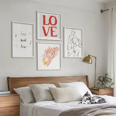 Galería de pared letreros con ilustraciones familiares para casas