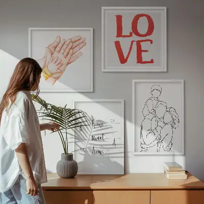 Galería de pared letreros con ilustraciones familiares para casas