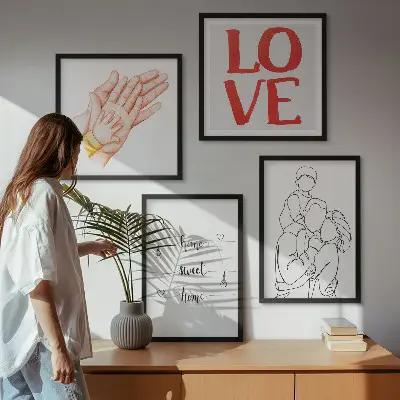 Galería de pared letreros con ilustraciones familiares para casas