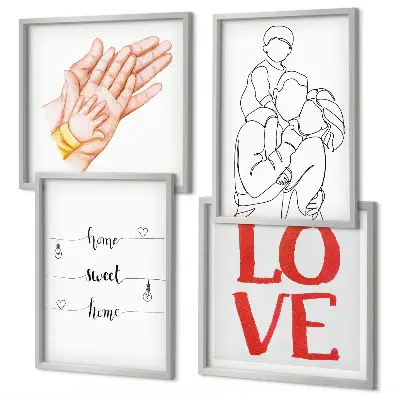Galería de pared letreros con ilustraciones familiares para casas