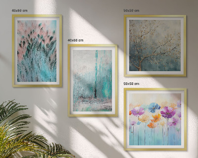 Set de 4 cuadros para salón Patrones de fondo de flores en tonos pastel