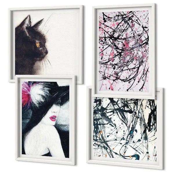 Galería de pared con patrones de pintura abstracta de gatos