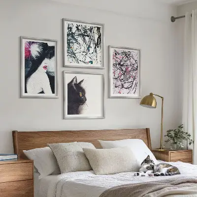 Galería de pared con patrones de pintura abstracta de gatos