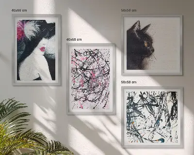 Galería de pared con patrones de pintura abstracta de gatos