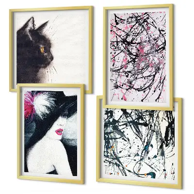 Galería de pared con patrones de pintura abstracta de gatos