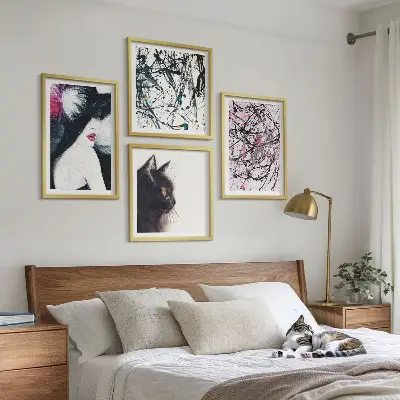 Galería de pared con patrones de pintura abstracta de gatos