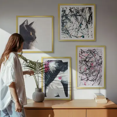 Galería de pared con patrones de pintura abstracta de gatos