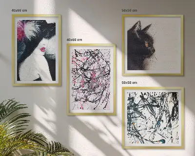 Galería de pared con patrones de pintura abstracta de gatos