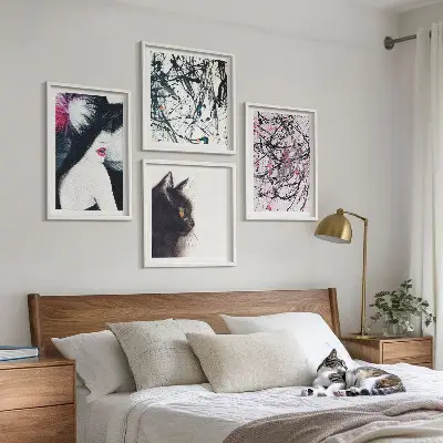 Galería de pared con patrones de pintura abstracta de gatos