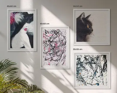 Galería de pared con patrones de pintura abstracta de gatos