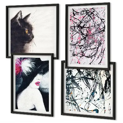 Galería de pared con patrones de pintura abstracta de gatos
