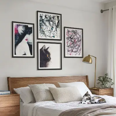 Galería de pared con patrones de pintura abstracta de gatos