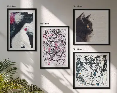 Galería de pared con patrones de pintura abstracta de gatos