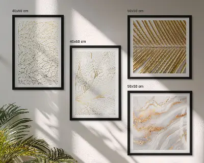 Set de cuadros modernos para salón diseño abstracto de mármol con patrones de hojas