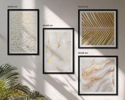 Set de cuadros modernos para salón Mármol abstracto con patrones de hojas
