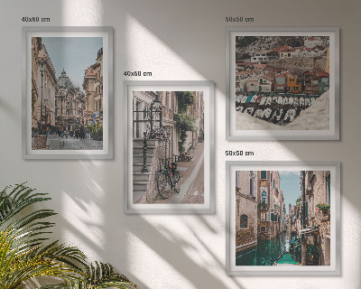 Set de 4 cuadros para salón Las encantadoras calles de las ciudades portuarias
