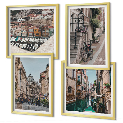Set de 4 cuadros para salón Las encantadoras calles de las ciudades portuarias