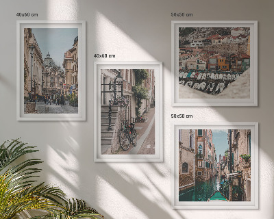Set de 4 cuadros para salón Las encantadoras calles de las ciudades portuarias