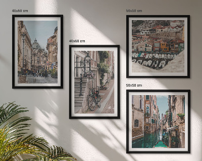 Set de 4 cuadros para salón Las encantadoras calles de las ciudades portuarias