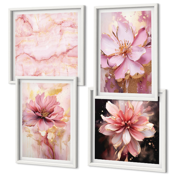 Set de cuadros modernos para salón Composiciones florales de rosas blancas
