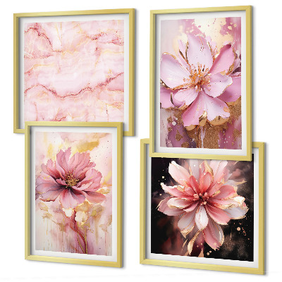 Set de cuadros modernos para salón Composiciones florales de rosas blancas