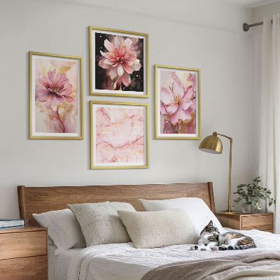 Set de cuadros modernos para salón Composiciones florales de rosas blancas