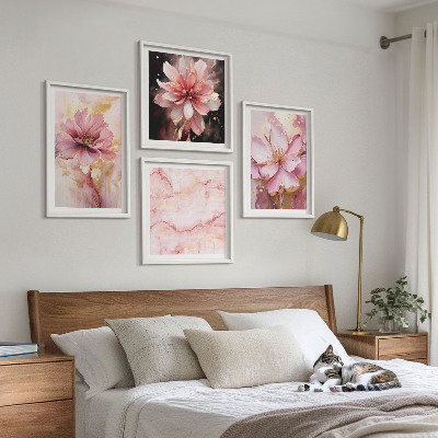 Set de cuadros modernos para salón Composiciones florales de rosas blancas