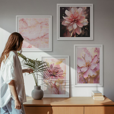Set de cuadros modernos para salón Composiciones florales de rosas blancas