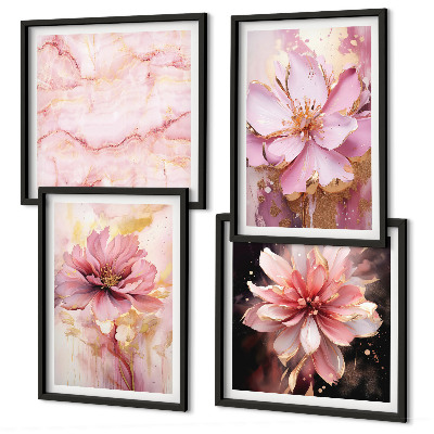 Set de cuadros modernos para salón Composiciones florales de rosas blancas