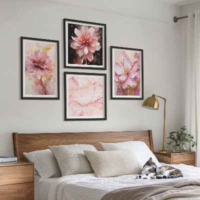 Set de cuadros modernos para salón Composiciones florales de rosas blancas