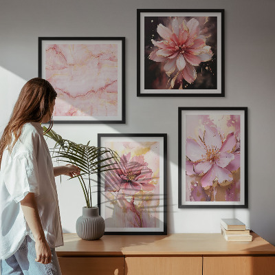 Set de cuadros modernos para salón Composiciones florales de rosas blancas