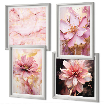 Set de cuadros modernos para salón Composiciones florales de rosas blancas