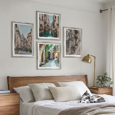 Set de 4 cuadros para salón Calles venecianas, arquitectura acuática