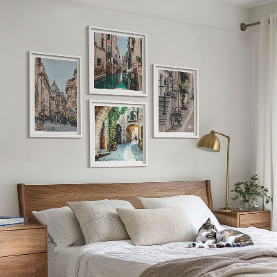Set de 4 cuadros para salón Calles venecianas, arquitectura acuática