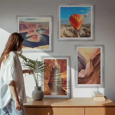 Set de cuadros modernos para salón diseño de cascada en el desfiladero del cañón
