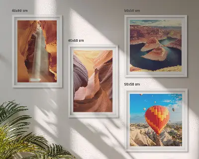 Set de cuadros modernos para salón diseño de cascada en el desfiladero del cañón