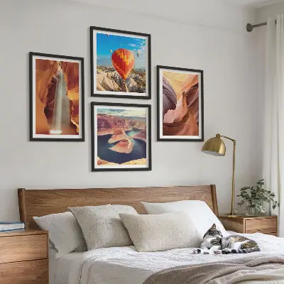 Set de cuadros modernos para salón diseño de cascada en el desfiladero del cañón