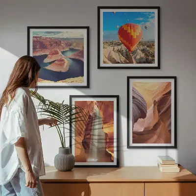 Set de cuadros modernos para salón diseño de cascada en el desfiladero del cañón