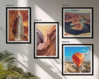 Set de cuadros modernos para salón diseño de cascada en el desfiladero del cañón
