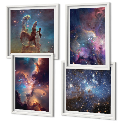 Set de 4 cuadros para salón Paisajes estelares cósmicos