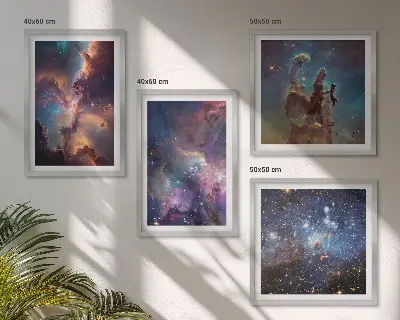 Set de 4 cuadros para salón diseño de paisajes estelares cósmicos