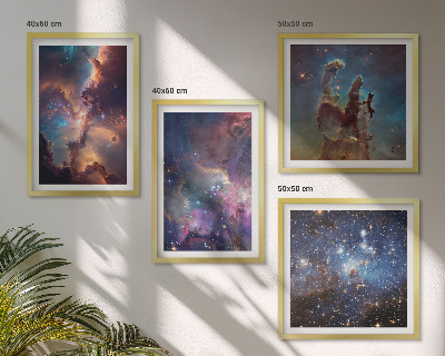 Set de 4 cuadros para salón Paisajes estelares cósmicos