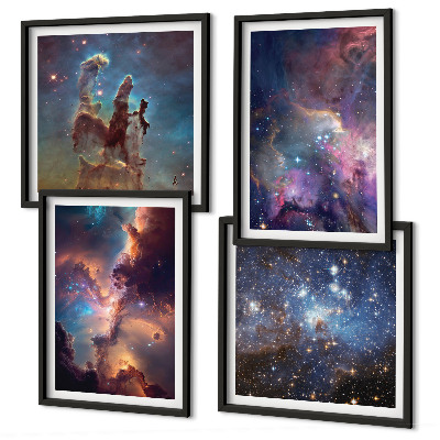 Set de 4 cuadros para salón Paisajes estelares cósmicos
