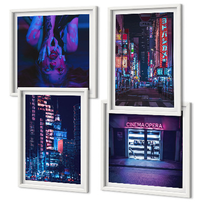 Galería de pared Ciudad nocturna con luces de neón