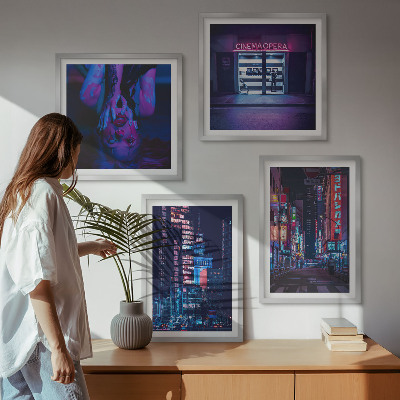 Galería de pared Ciudad nocturna con luces de neón